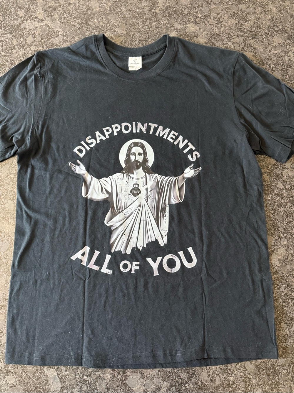 Black Short-Sleeve Graphic Tee with White Print
